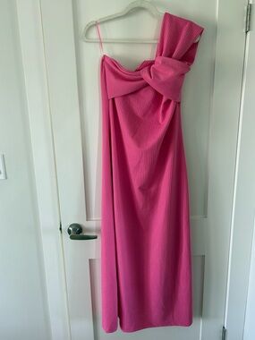 Porridge Anthropologie Twist‑Front One‑Shoulder Ribbed Maxi Dress Pink L NWT